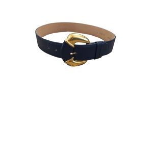 VTG Ginnie Johansen Women's Navy Belt with Gold Buckle